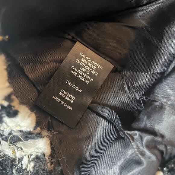 House of Harlow 1960 Houndstooth Tweed Double Breast Cropped Blazer Jacket Wool - Picture 5 of 6